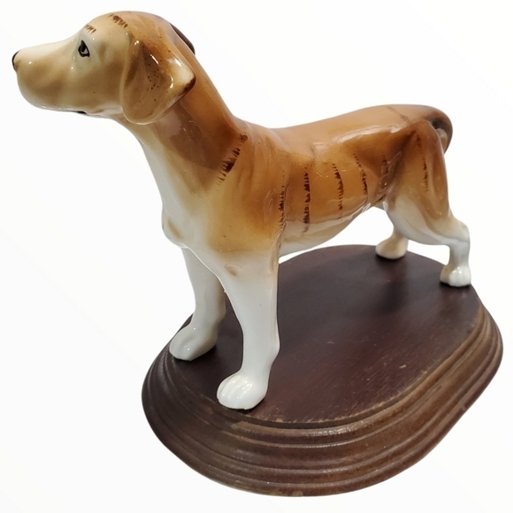 Vintage Ardalt Japan Lenwile fine China Large Great Dane figure with wood stand - Picture 5 of 9